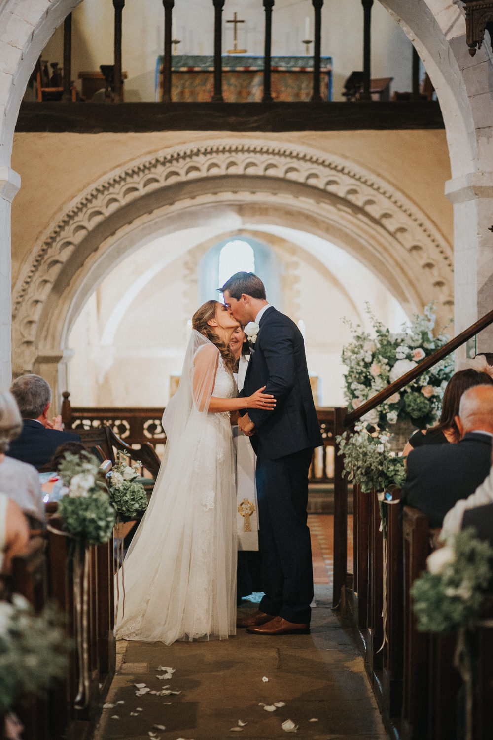 Bride Bridal Sleeveless Embroidered Three Piece Suit Navy Grey Waistcoat Groom Veil Loseley Park Wedding Kit Myers Photography