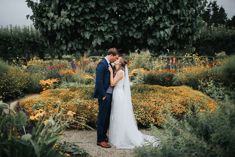 Bride Bridal Sleeveless Embroidered Three Piece Suit Navy Grey Waistcoat Groom Veil Loseley Park Wedding Kit Myers Photography