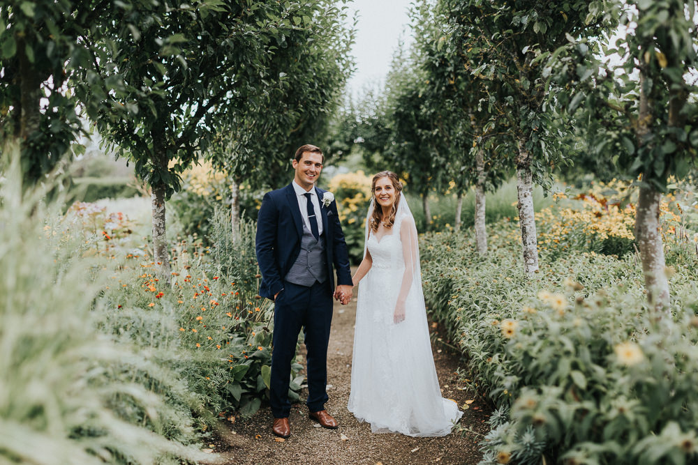 Bride Bridal Sleeveless Embroidered Three Piece Suit Navy Grey Waistcoat Groom Veil Loseley Park Wedding Kit Myers Photography