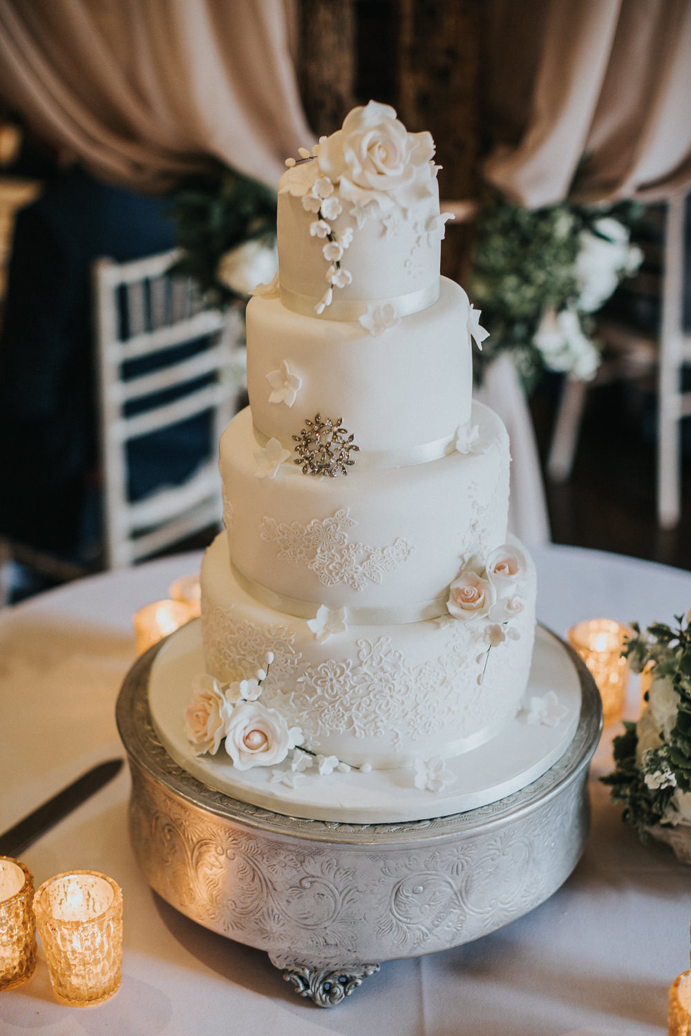 Bride Bridal Bouquet Traditional Classic Tiered Cake Royal Icing Loseley Park Wedding Kit Myers Photography