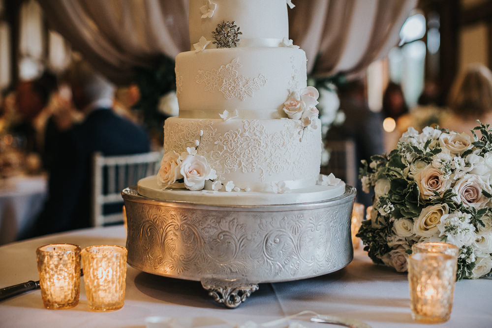 Bride Bridal Bouquet Traditional Classic Tiered Cake Royal Icing Loseley Park Wedding Kit Myers Photography