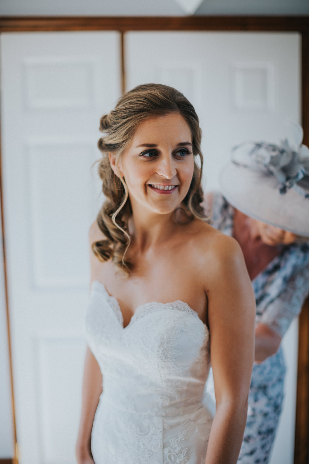 Bride Bridal Half Up Curled Hair Loseley Park Wedding Kit Myers Photography