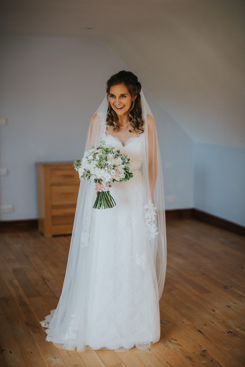 Bride Bridal Sleeveless Embroidered White Blush Bouquet Veil Loseley Park Wedding Kit Myers Photography