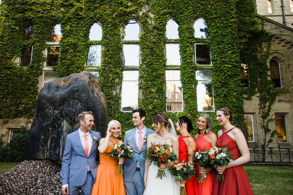 Bride Bridal Watters Sweetheart Neckline A Line Strapless Embellished Veil Blue Grey Ted Baker Suit Groom Orange Red Multiway Bridesmaids Manchester Museum Wedding Chris Barber Photography