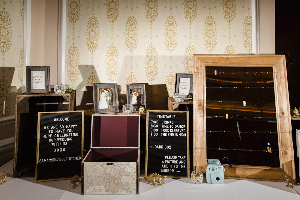 Timeline Peg Board Cinema Lettering Photographs Guest Book Manchester Museum Wedding Chris Barber Photography
