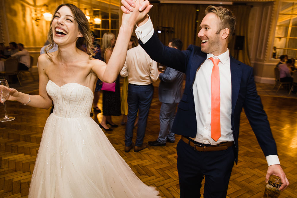 Bride Bridal Watters Sweetheart Neckline A Line Strapless Embellished Blue Ted Baker Suit Groom Manchester Museum Wedding Chris Barber Photography