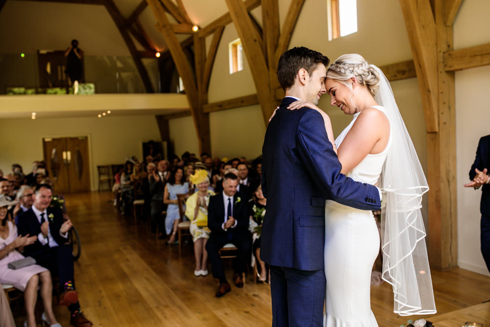 Bride Bridal Halter Neck Dress Gown Fishtail Button Back Navy Groom Suit Veil Mill Barns Wedding Cassandra Lane Photography
