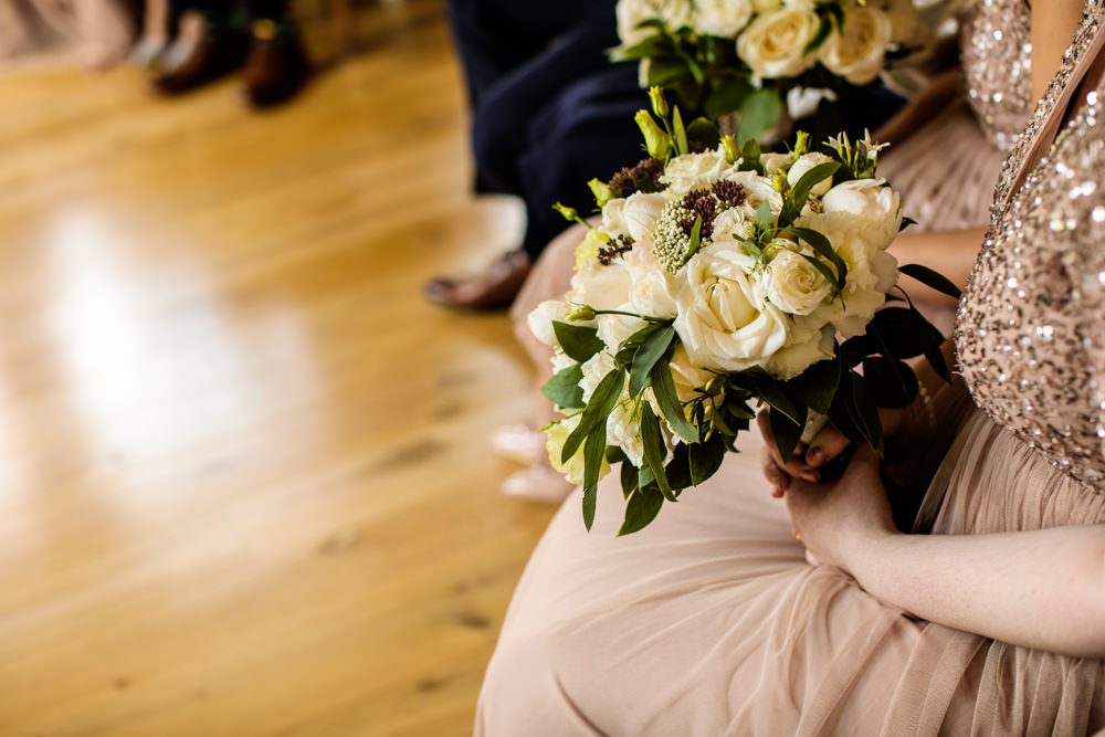 Bridesmaids Cream Rose Bouquet Mill Barns Wedding Cassandra Lane Photography