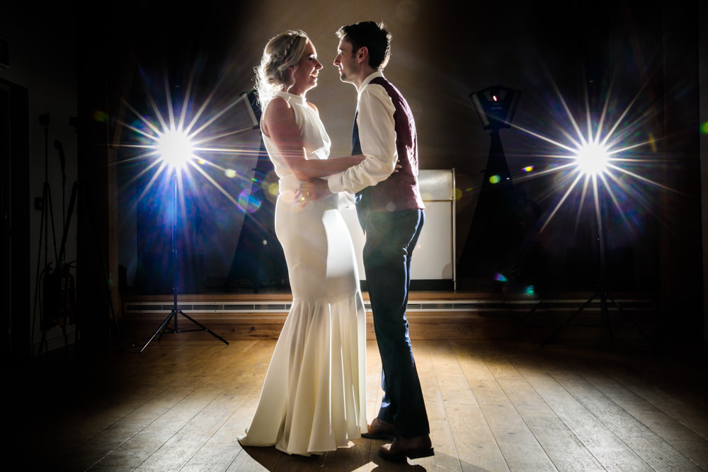 Bride Bridal Halter Neck Dress Gown Fishtail Button Back Navy Groom Suit Mill Barns Wedding Cassandra Lane Photography
