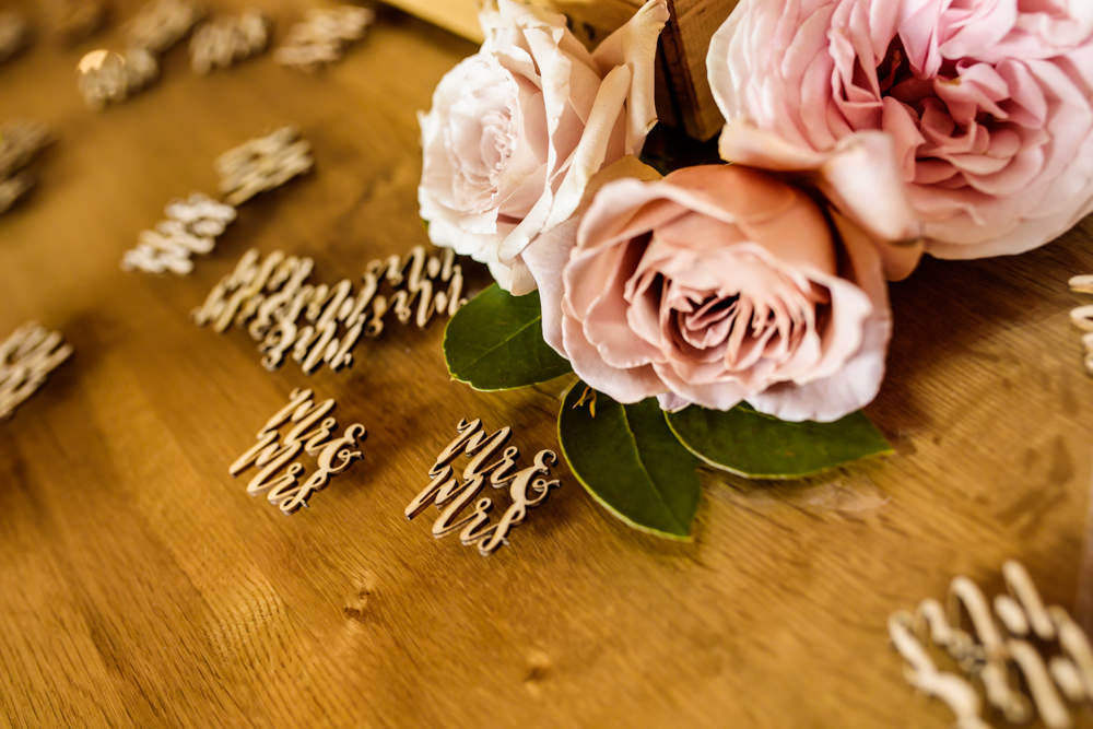 Laser Cut Mr & Mrs Wooden Rose Mill Barns Wedding Cassandra Lane Photography