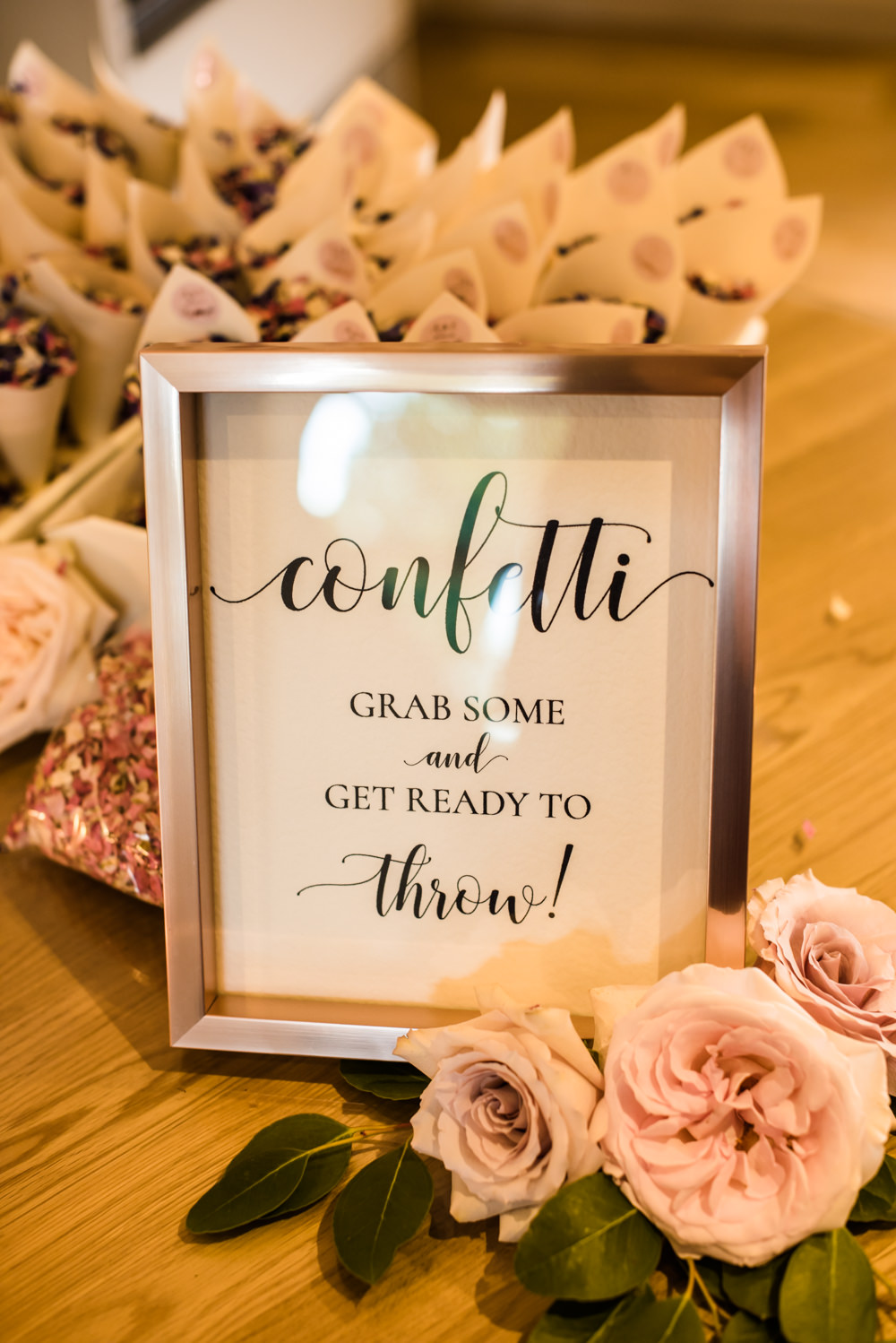 Confetti Sign Rose Gold Modern Calligraphy Mill Barns Wedding Cassandra Lane Photography