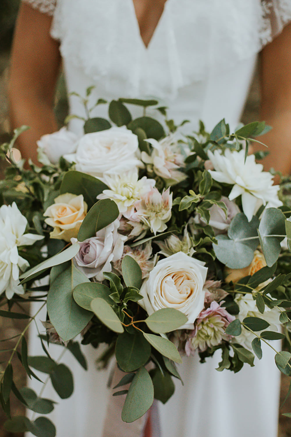 Bride Bridal Bouquet Flowers Greenery Foliage Rose Blush Ribbons Modern Bohemian Woodland Wedding Ideas Lily Lane Photography