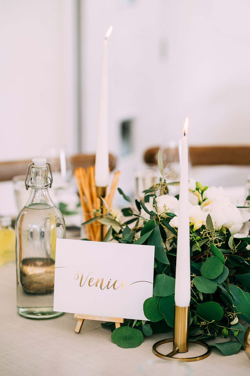 Gold Brass Candle Sticks Tables Greenery Foliage Runner Garland Old Down Estate Wedding Albert Palmer Photography