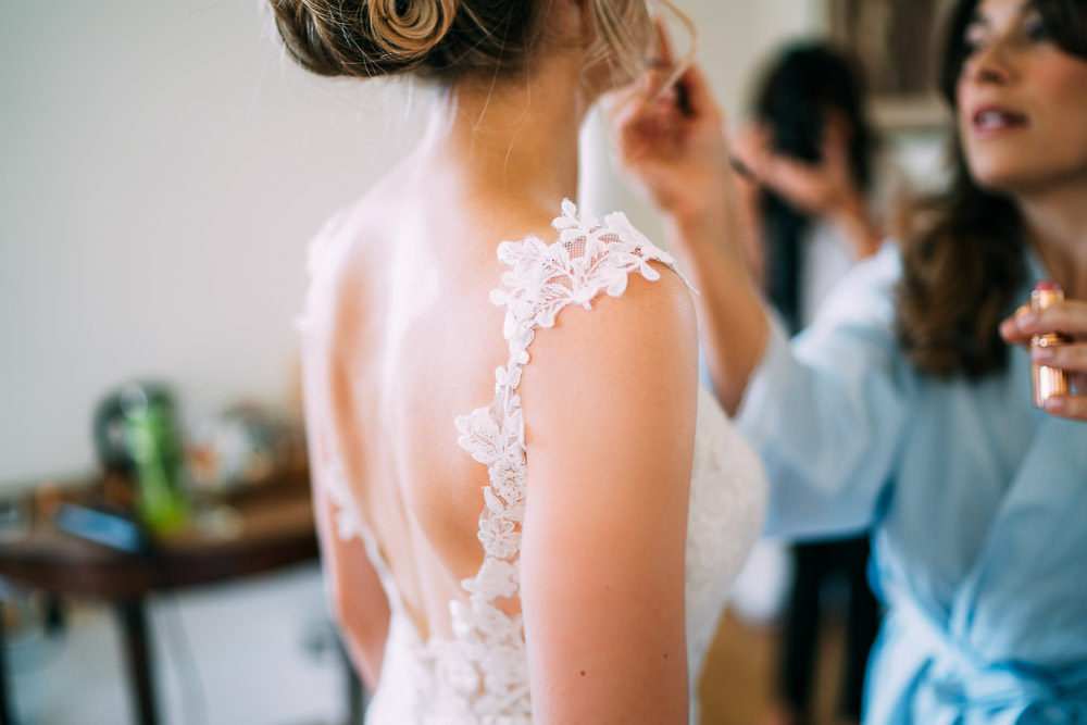 Lace Strap Gown Bride Bridal Dress Train Enzoani Old Down Estate Wedding Albert Palmer Photography