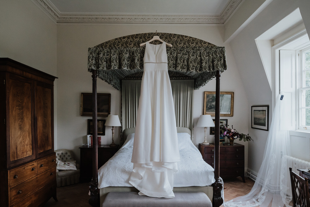 Bride Bridal Dress Gown Empire Line High Neck Straps Pylewell Park Wedding New Forest Studio