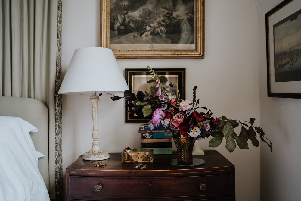 Bouquet Flowers Bride Bridal Rose Foliage Greenery Red Pink Wild Natrual Foxglove Pylewell Park Wedding New Forest Studio