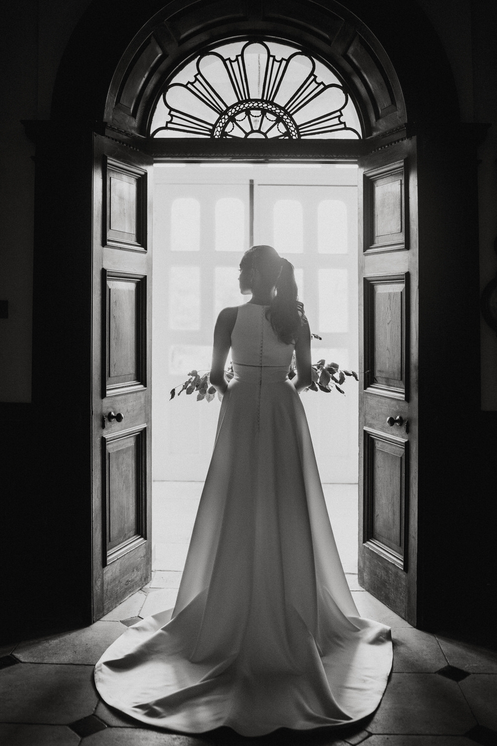 Bride Bridal Dress Gown High Neck Straps Train Pylewell Park Wedding New Forest Studio