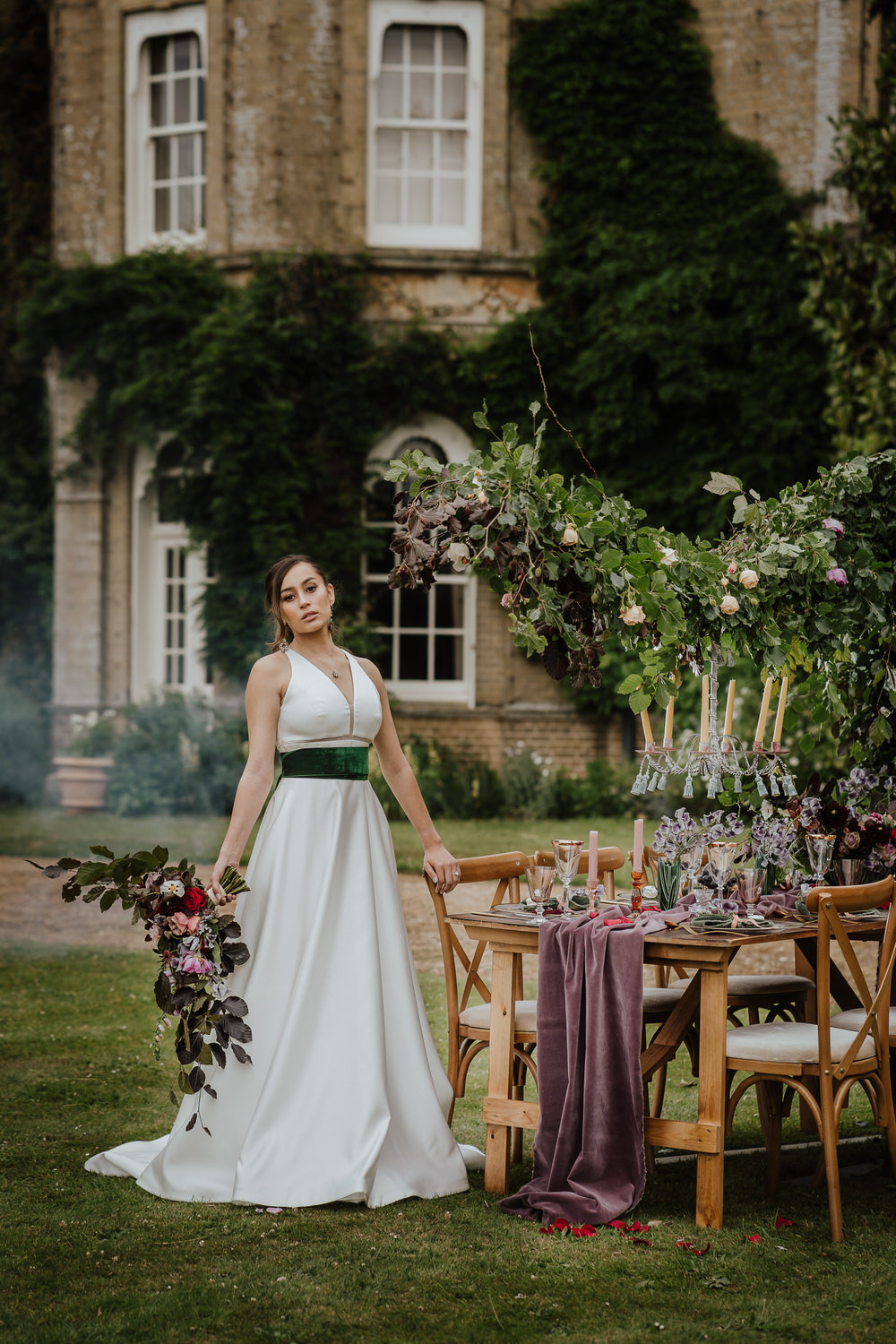 Bride Bridal Dress Gown Empire Line High Neck Straps Pylewell Park Wedding New Forest Studio