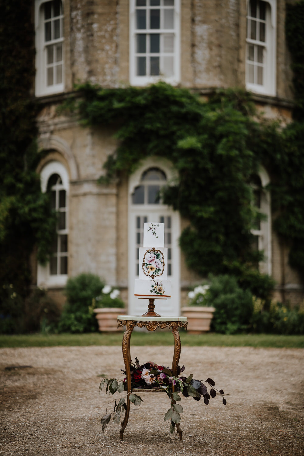 Cake Table Painted Floral Illustrated Art Pylewell Park Wedding New Forest Studio