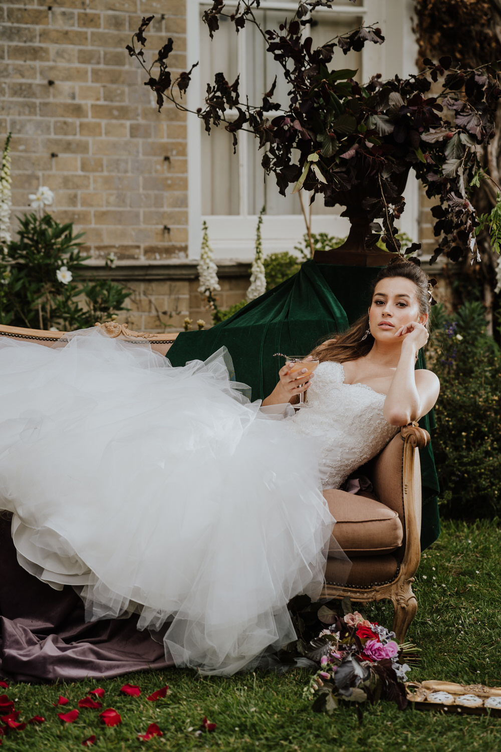 Bride Bridal Dress Gown Princess Lace Strapless Pylewell Park Wedding New Forest Studio