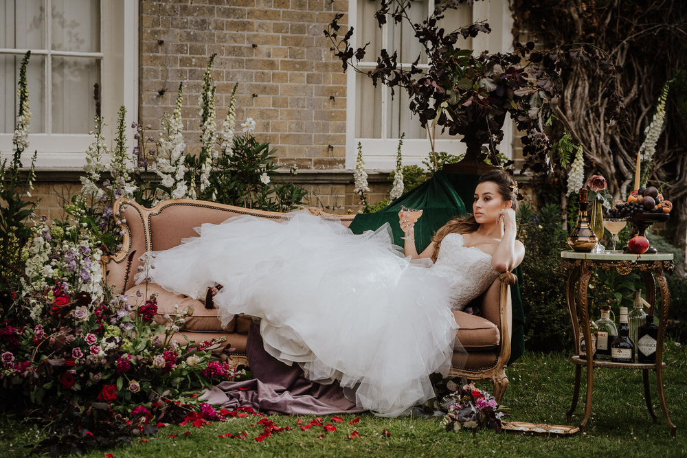 Chaise Lounge Seating Meadow Flowers Area Pylewell Park Wedding New Forest Studio