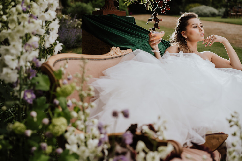 Chaise Lounge Seating Meadow Flowers Area Pylewell Park Wedding New Forest Studio