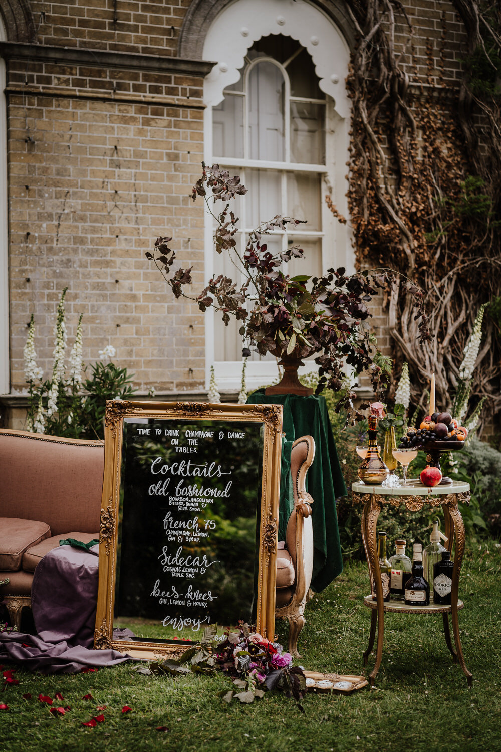 Mirror Calligraphy Board Sign Pylewell Park Wedding New Forest Studio