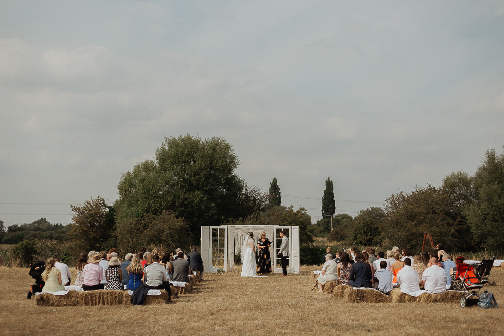 Outdoor Ceremony Backdrop Doors Hay Bales Riverside Weddings Oxfordshire Yurt Luis Calow Photographer