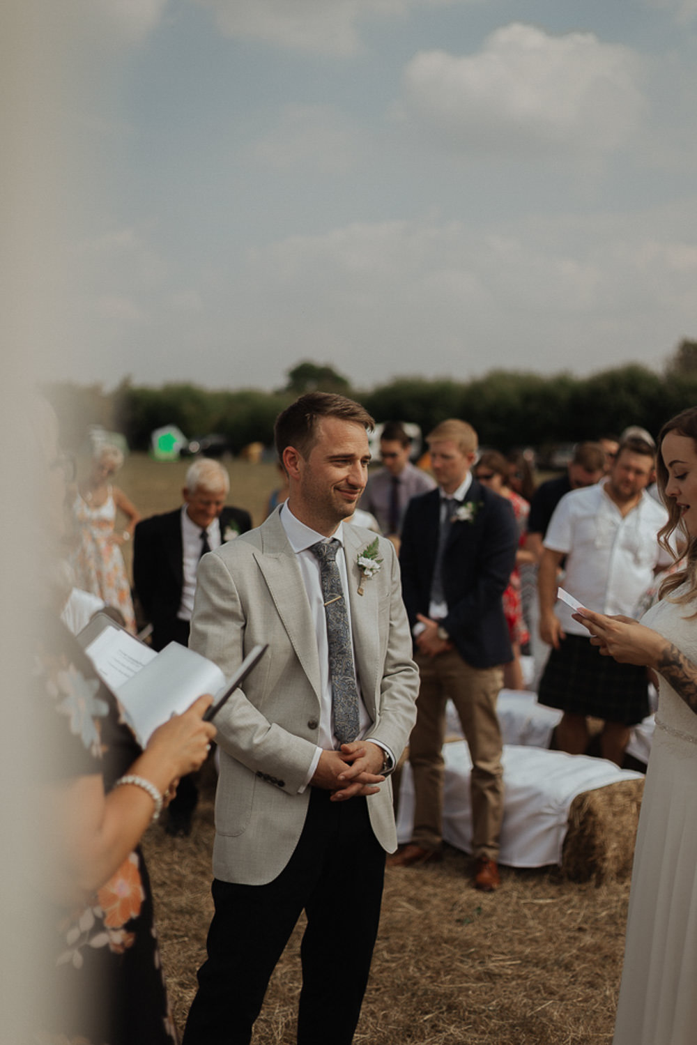 Groom Suit Jacket Trousers Tie Mix Match Riverside Weddings Oxfordshire Yurt Luis Calow Photographer