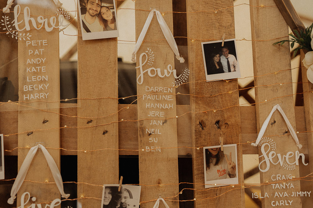 Wooden Seating Plan Table Chart Pallet Painted Riverside Weddings Oxfordshire Yurt Luis Calow Photographer