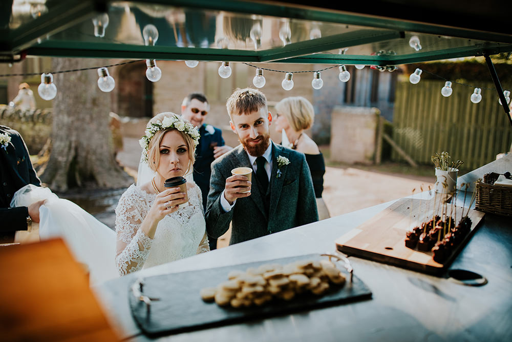Coffee Truck Van Drinks Scandi Foliage Wedding Ross Alexander Photography