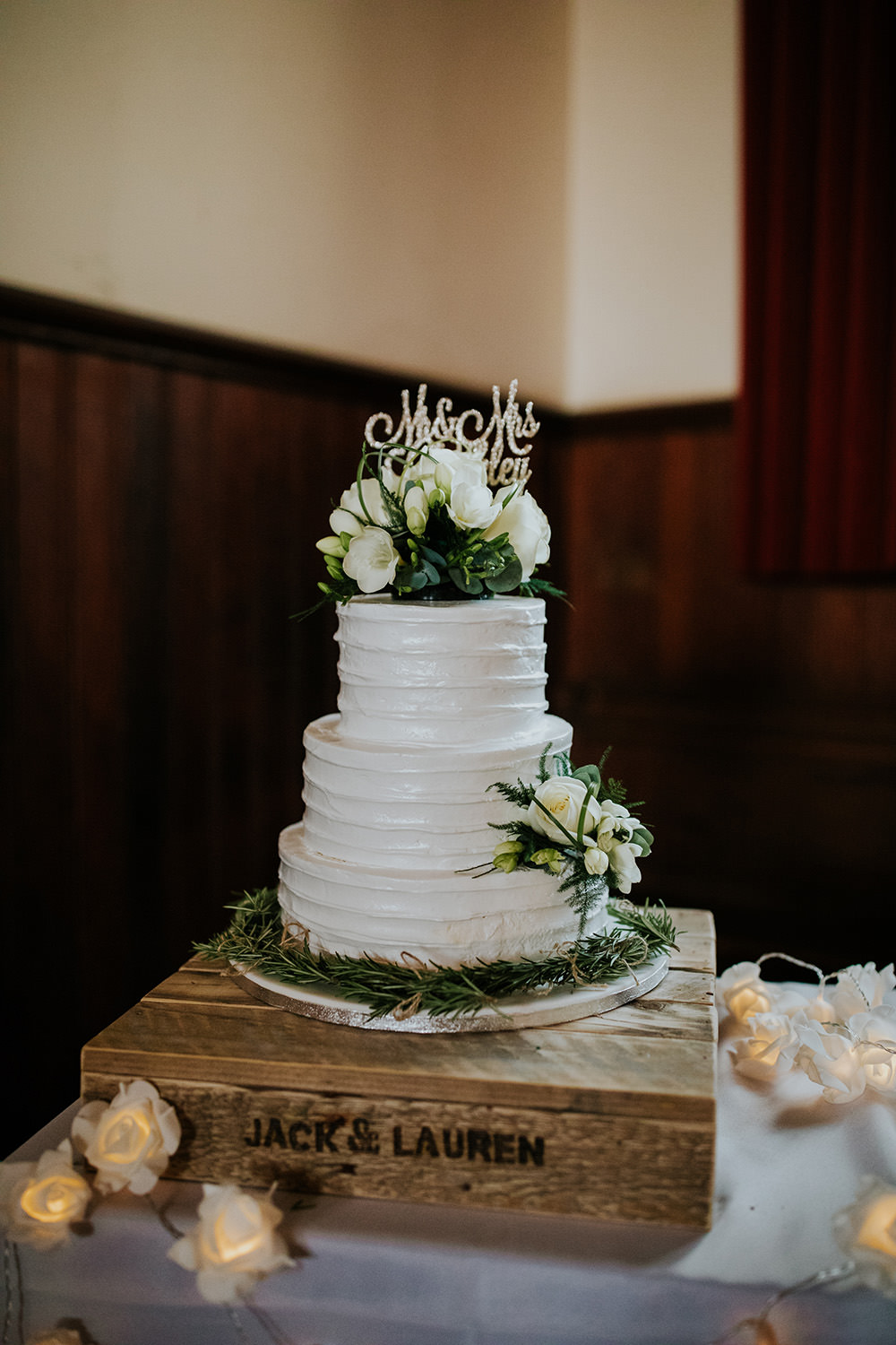 Buttercream Cake Greenery Flowers Crate Topper Scandi Foliage Wedding Ross Alexander Photography
