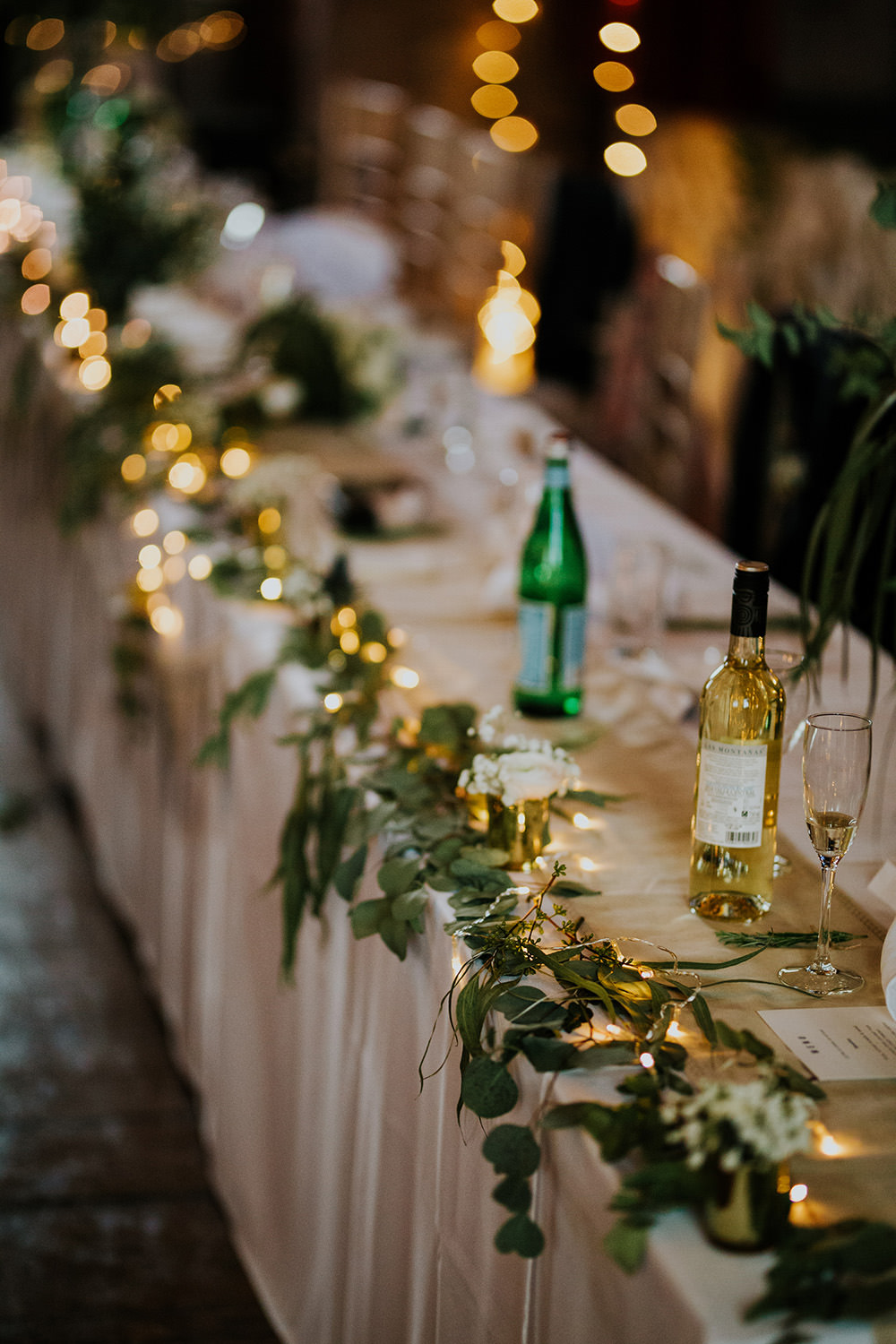 Table Runner Garland Swag Greenery Fairy Lights Scandi Foliage Wedding Ross Alexander Photography