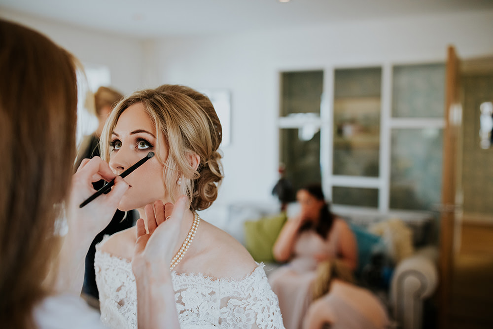 Bride Bridal Hair Style Up Do Make Up Scandi Foliage Wedding Ross Alexander Photography