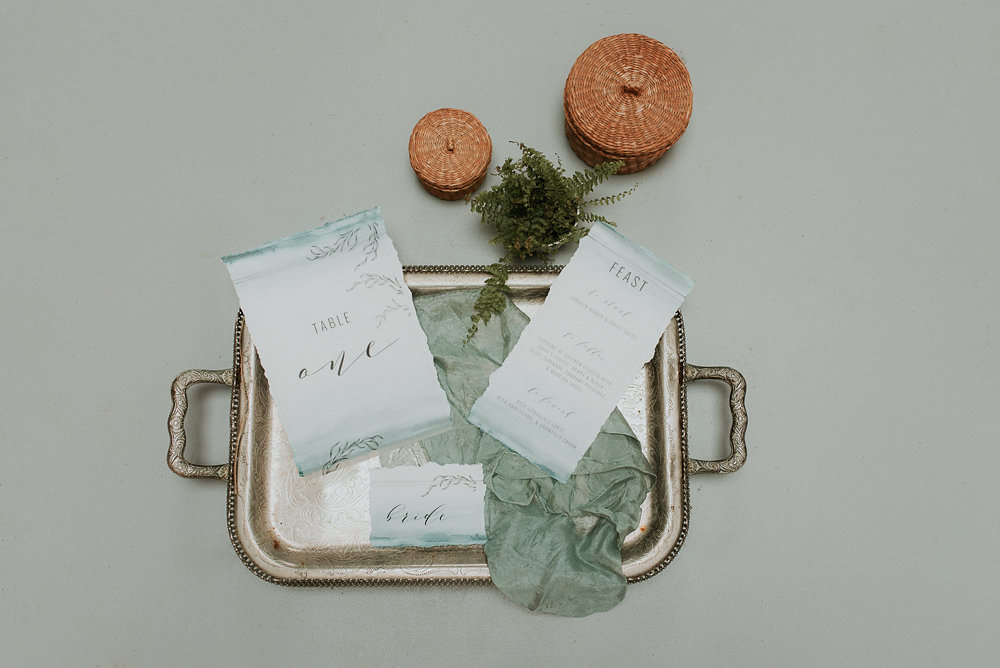 Watercolour Stationery Sage Green Pale Blue Invite Invitations Scandinavian Mid Century Minimal Wedding Ideas Rachel Lou Photography