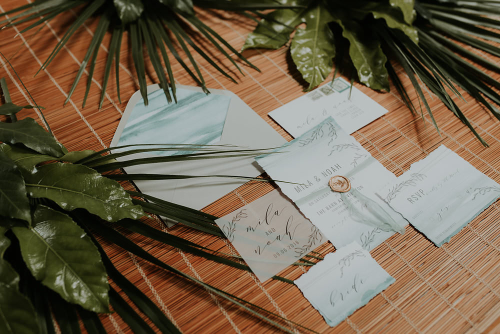 Watercolour Stationery Sage Green Pale Blue Invite Invitations Scandinavian Mid Century Minimal Wedding Ideas Rachel Lou Photography