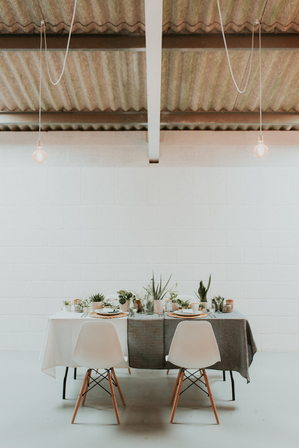 Tablescape Decor Table House Plants Succulents Foliage Greenery Scandinavian Mid Century Minimal Wedding Ideas Rachel Lou Photography