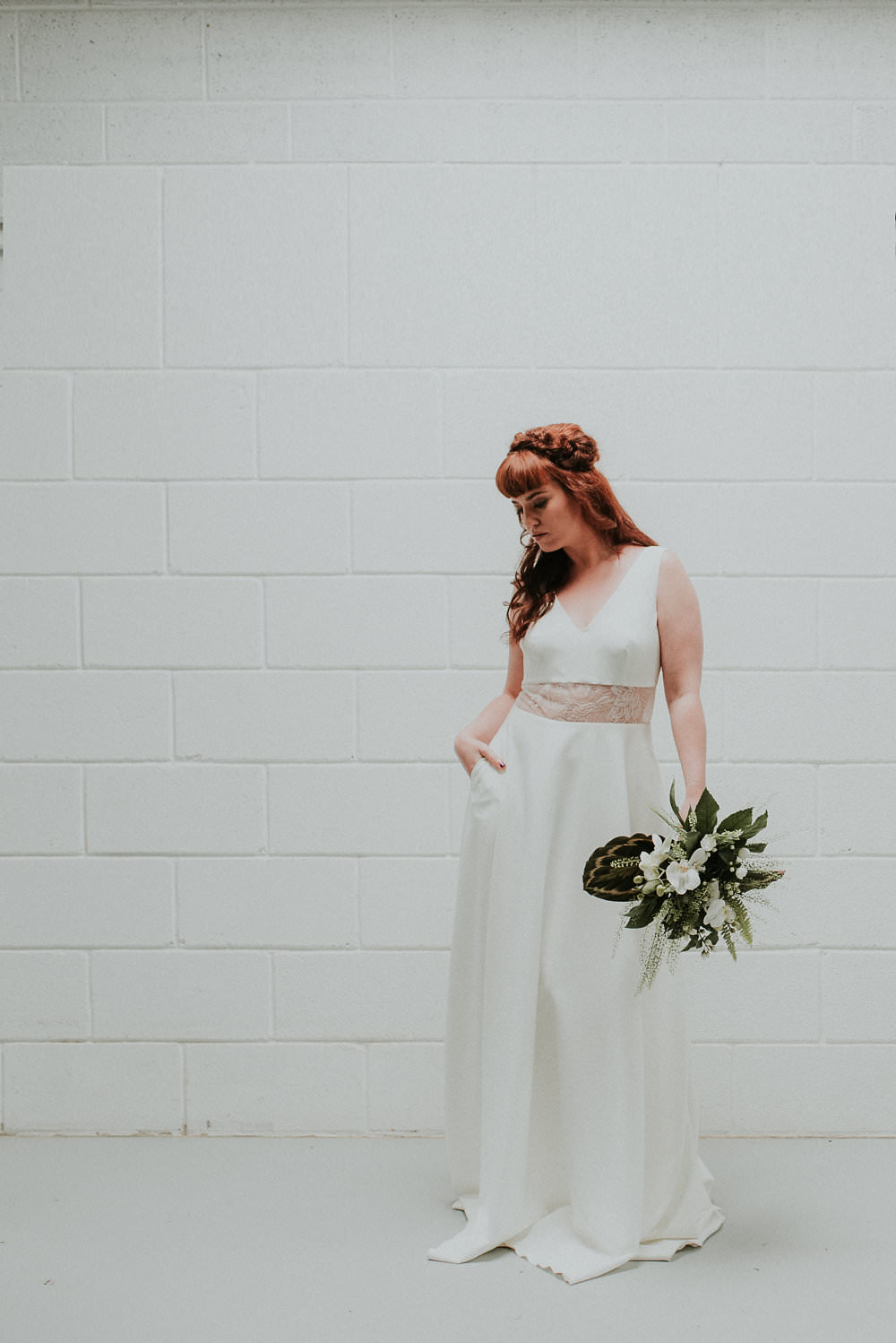 Dress Gown Bride Bridal Sheer Pockets Scandinavian Mid Century Minimal Wedding Ideas Rachel Lou Photography