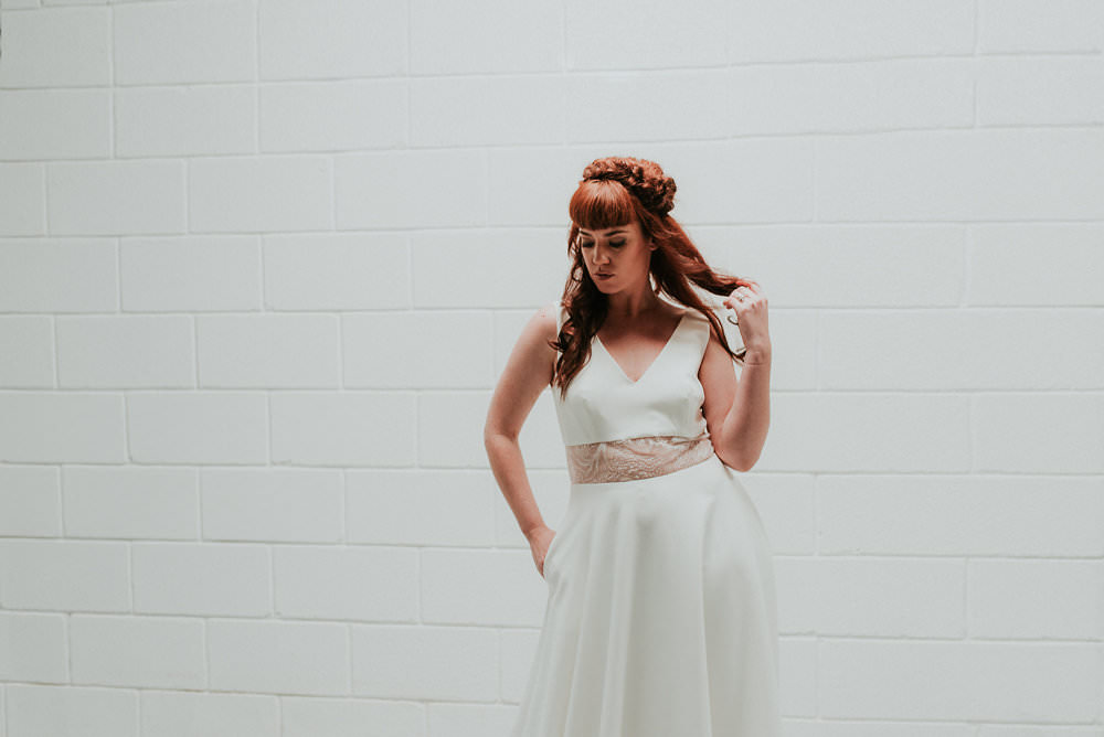 Hair Bride Bridal Up Do Half Style Scandinavian Mid Century Minimal Wedding Ideas Rachel Lou Photography