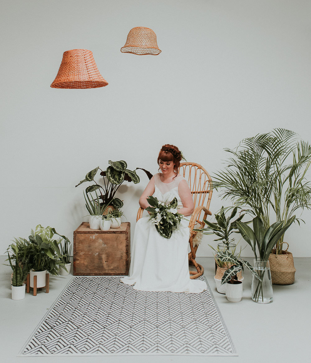 Peacock Chair Decor Table House Plants Succulents Foliage Greenery Cake Lampshades Scandinavian Mid Century Minimal Wedding Ideas Rachel Lou Photography