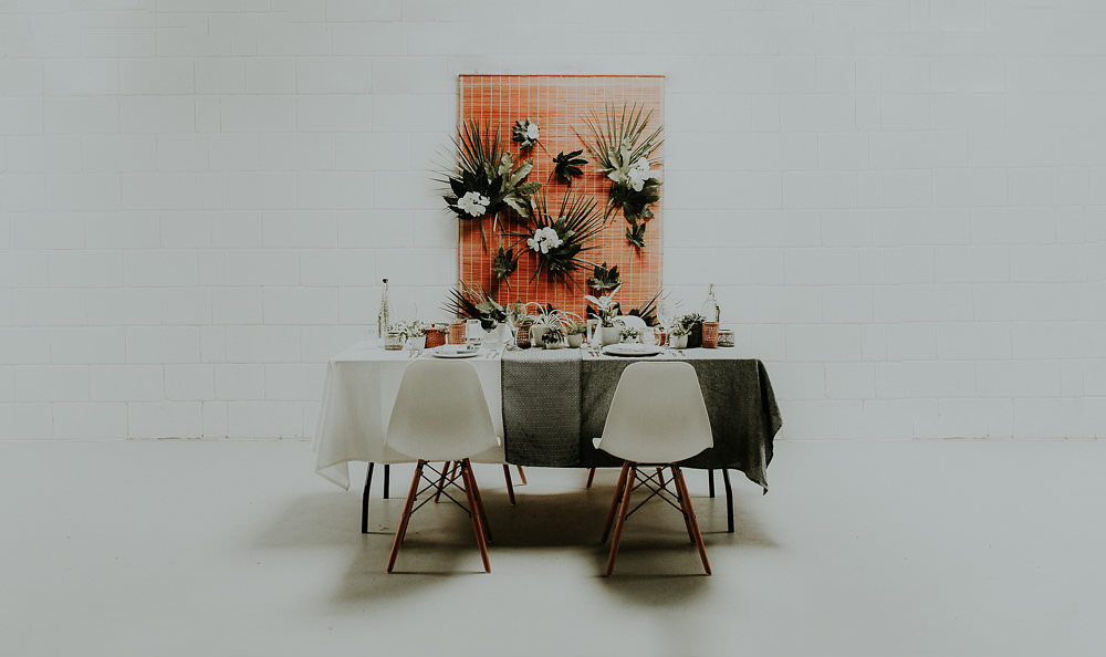 Tablescape Decor Table House Plants Succulents Foliage Greenery Backdrop Scandinavian Mid Century Minimal Wedding Ideas Rachel Lou Photography