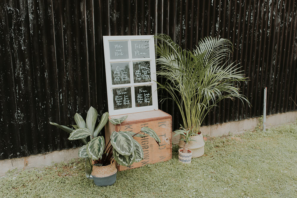 Seating Plan Chart Window Frame Decor Table House Plants Succulents Foliage Greenery Scandinavian Mid Century Minimal Wedding Ideas Rachel Lou Photography