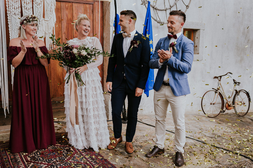 Confetti Throw Slovenia Wedding Bohemian Maja Tsolo Photography
