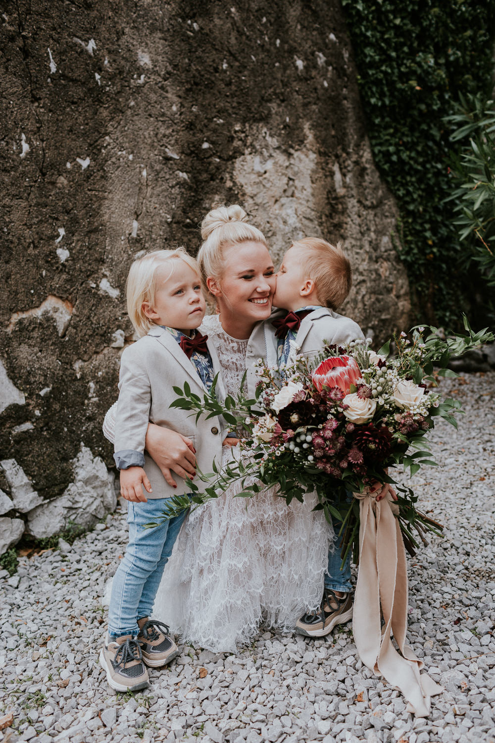 Page Boys Bow Ties Blazers Slovenia Wedding Bohemian Maja Tsolo Photography