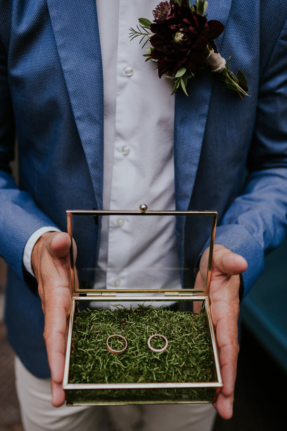 Glass Ring Box Moss Slovenia Wedding Bohemian Maja Tsolo Photography