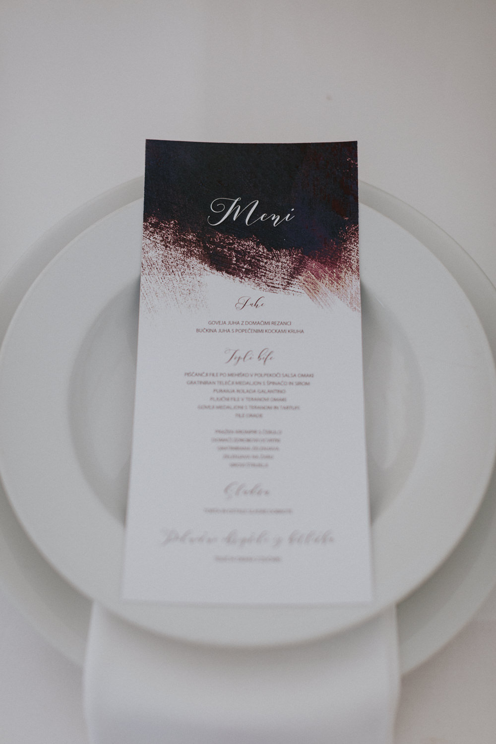 Calligraphy Watercolour Stationery Menu Slovenia Wedding Bohemian Maja Tsolo Photography
