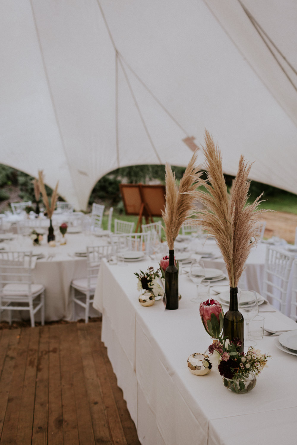 Pampas Grass Table Flowers Decor Slovenia Wedding Bohemian Maja Tsolo Photography