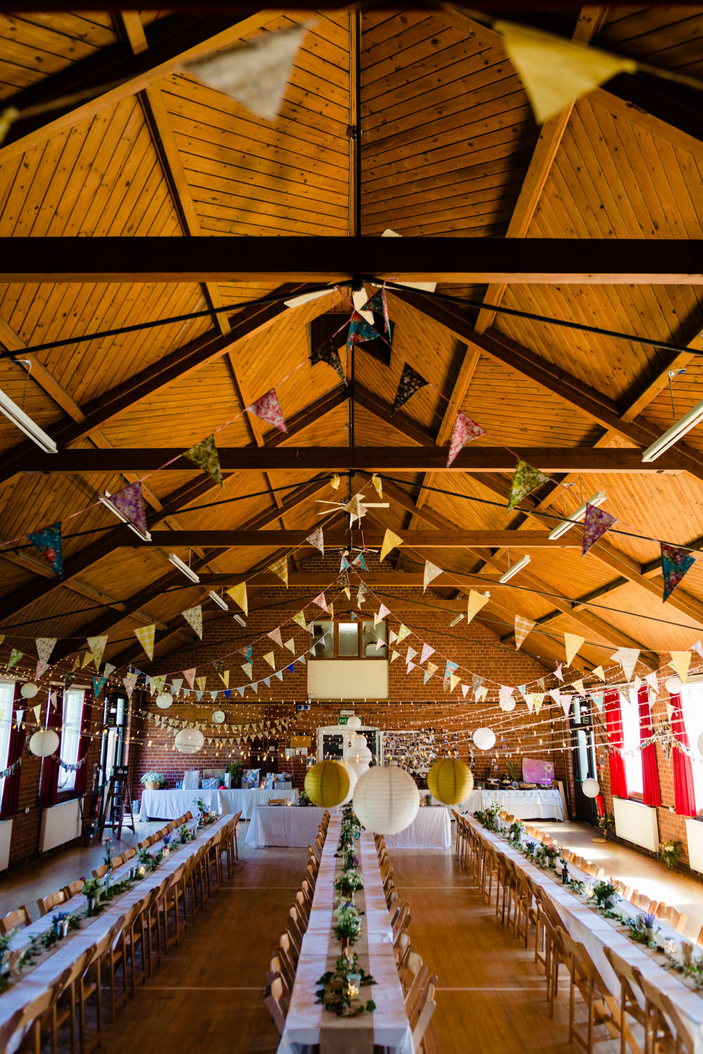 Bunting Hall Decor Stepney Hill Farm Wedding Emma + Rich Photography