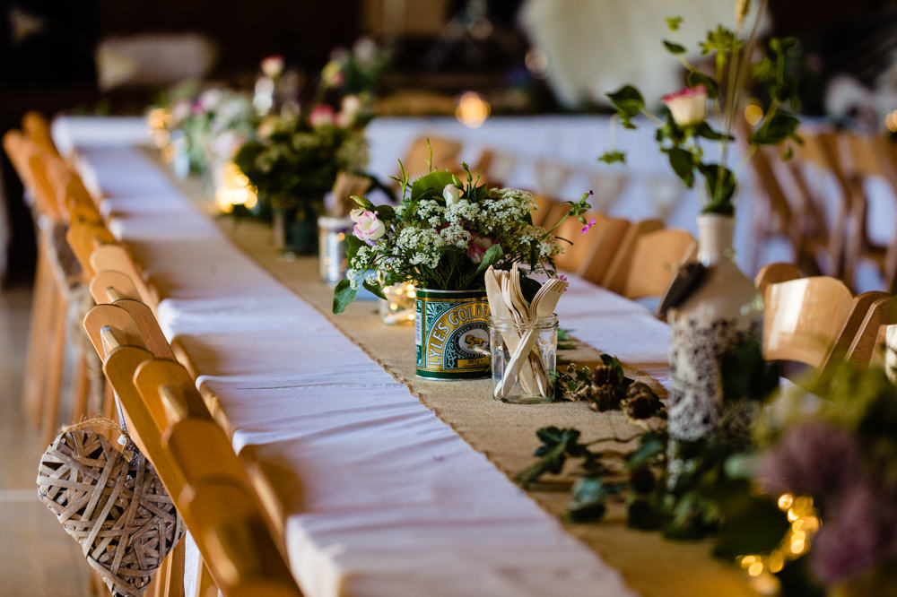 Hessian Burlap Table Runners Cloths Stepney Hill Farm Wedding Emma + Rich Photography