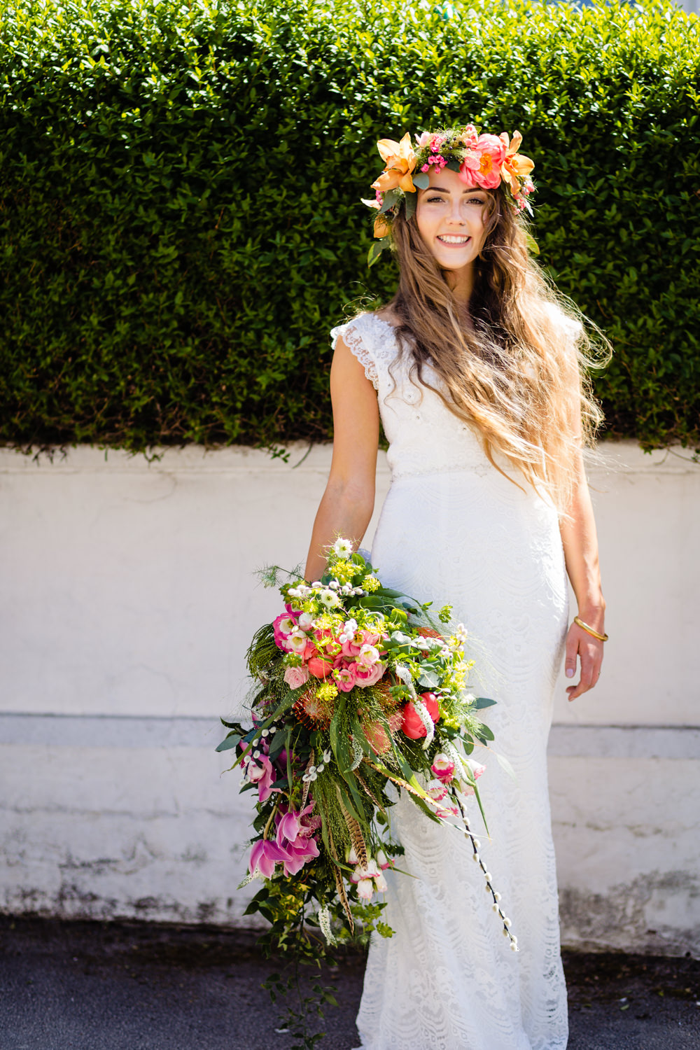 Lace Dress Gown Bride Bridal Boho Bohemian Stepney Hill Farm Wedding Emma + Rich Photography